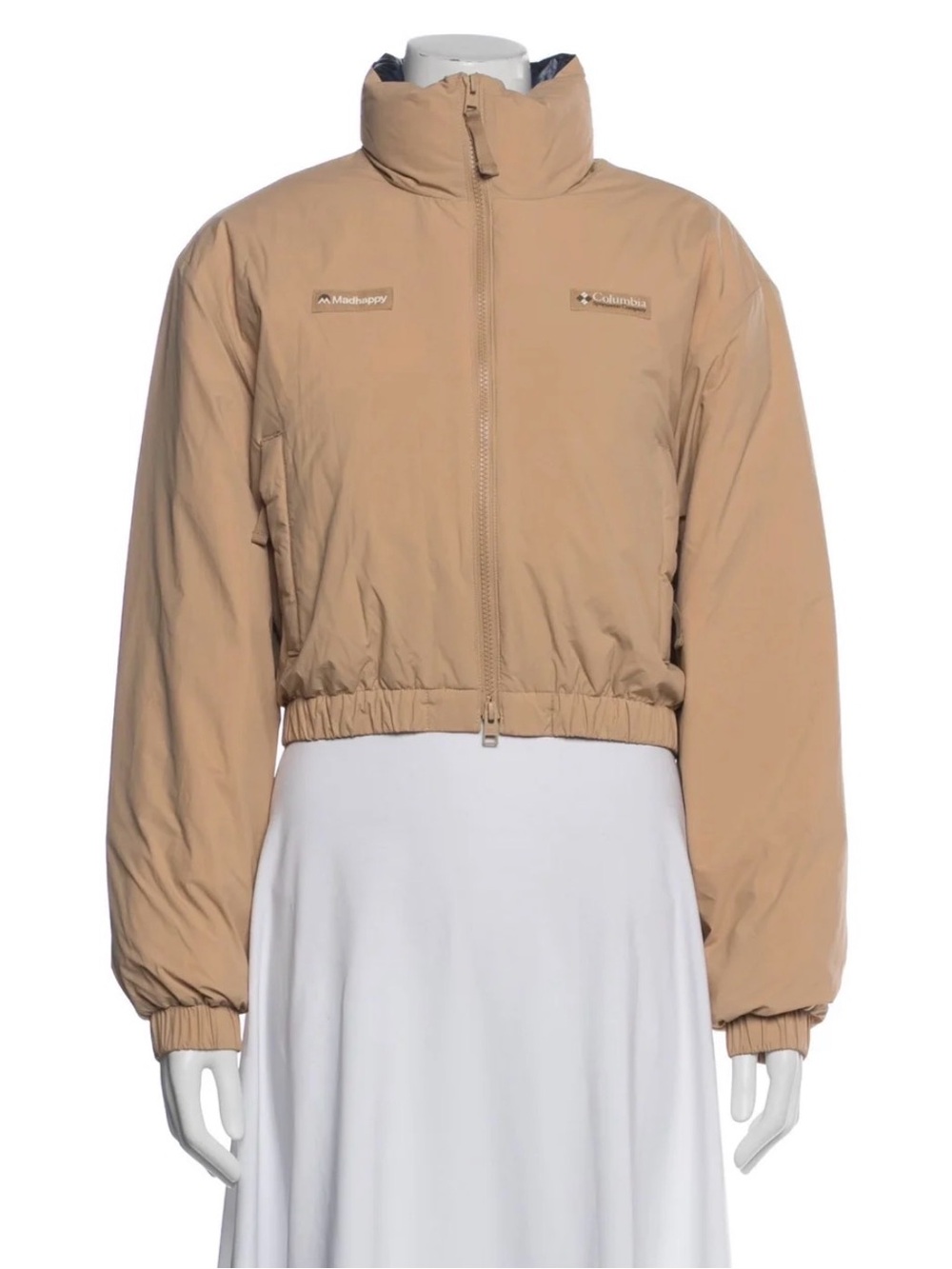 Madhappy x Columbia Women's Medium Beige Cropped Puffer Nylon Jacket